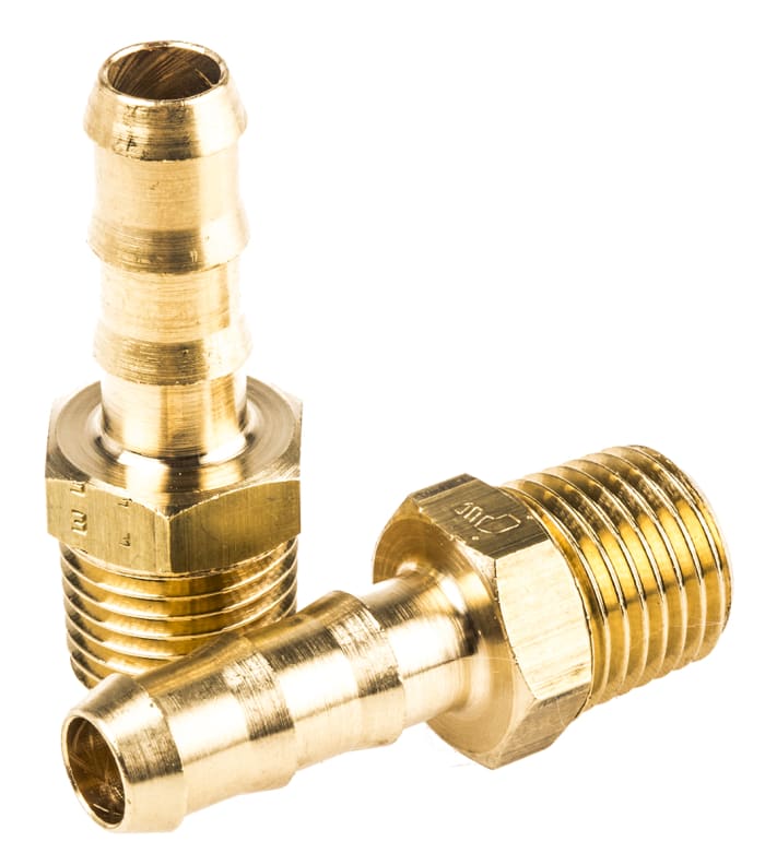 Legris Brass Pipe Fitting, Straight Threaded Tailpiece Adapter, Male R 1/4in to Male 7mm