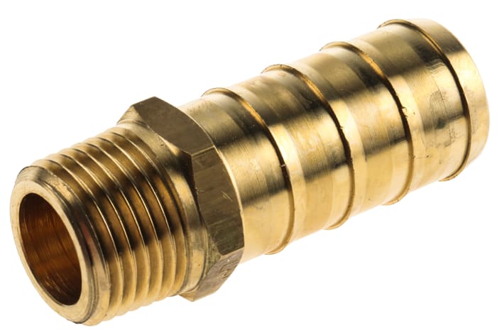 Legris Brass Pipe Fitting, Straight Threaded Tailpiece Adapter, Male R 1/2in to Male 19mm