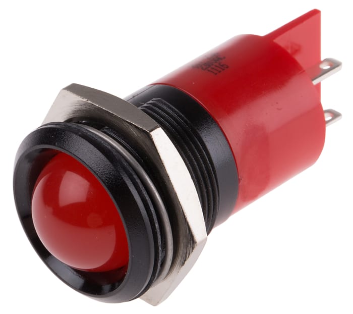 İndikatör Lamba/Sinyal Lambası, LED Lambalı, Kırmızı, Çıkıntılı, 230 V ac, 16 mm, 22mm, Tırnak Terminalli