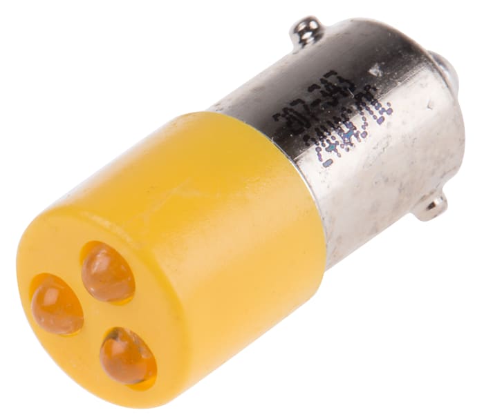 RS PRO Yellow Panel Mount Indicator, 24V ac/dc, 25 x 10mm Mounting Hole Size