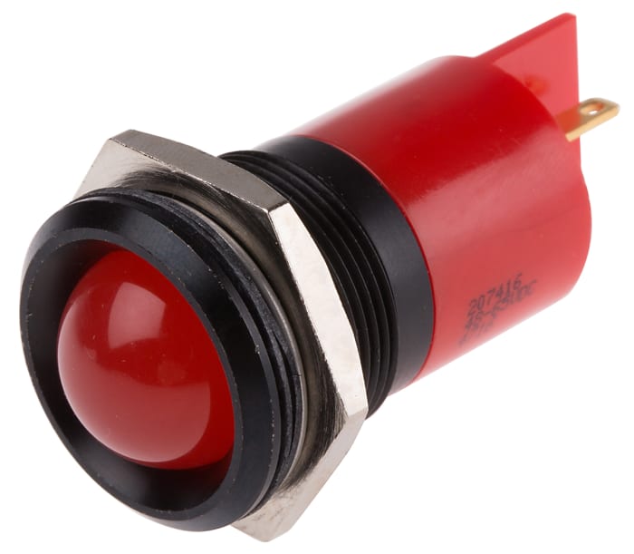 RS PRO Red Panel Mount Indicator, 48 → 65V dc, 22mm Mounting Hole Size