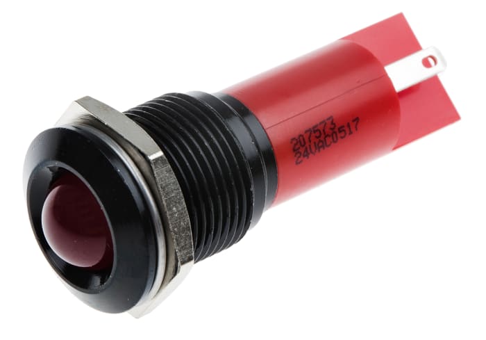 RS PRO Red Panel Mount Indicator, 24V ac/dc, 16mm Mounting Hole Size, Solder Tab Termination