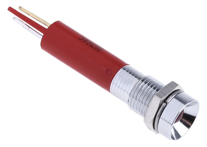 RS PRO Red Flashing LED Panel Mount Indicator, 24V dc, 8mm Mounting Hole Size, Solder Tab Termination