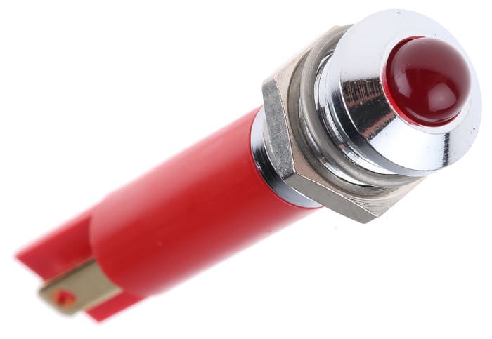 RS PRO Red Flashing LED Panel Mount Indicator, 24V dc, 8mm Mounting Hole Size, Solder Tab Termination