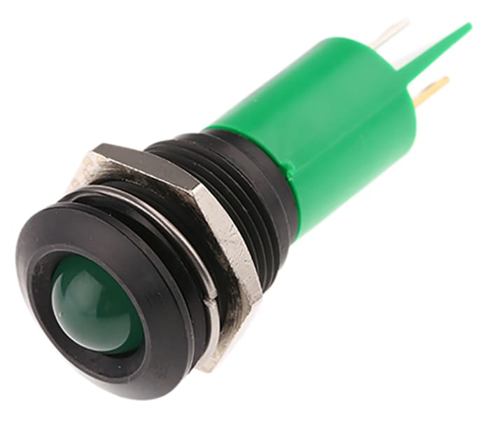 RS PRO Green Panel Mount Indicator, 115 V dc, 230V ac, 16mm Mounting Hole Size, Solder Tab Termination