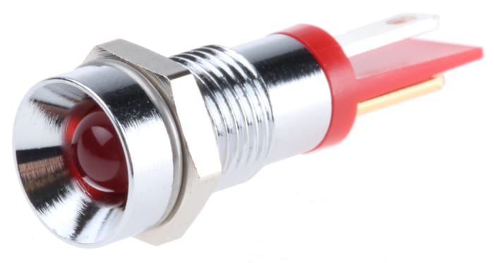 RS PRO Red Panel Mount Indicator, 2V dc, 8mm Mounting Hole Size, Solder Tab Termination