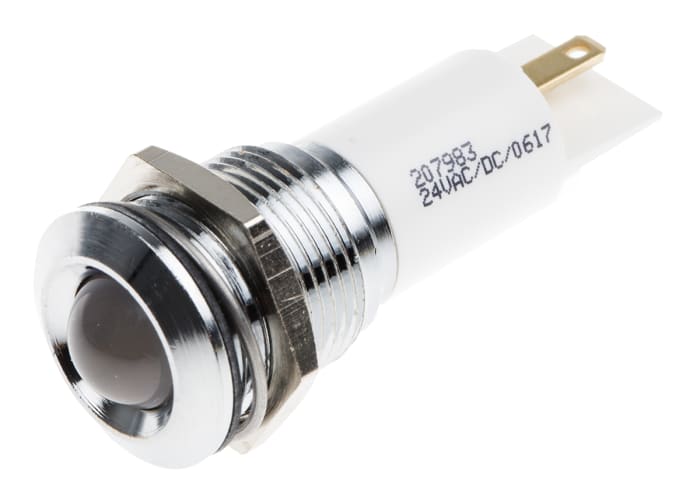 RS PRO White Panel Mount Indicator, 24V ac/dc, 16mm Mounting Hole Size, Solder Tab Termination, IP67