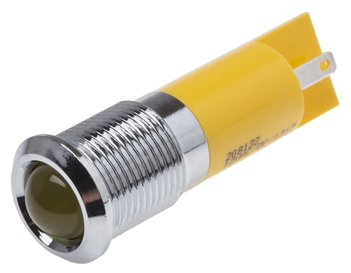 RS PRO Yellow Panel Mount Indicator, 12V, IP67