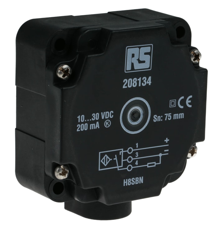 Sensor de proximidad RS PRO, M20, alcance 75 mm, 10 → 30 V dc, IP67, 250Hz