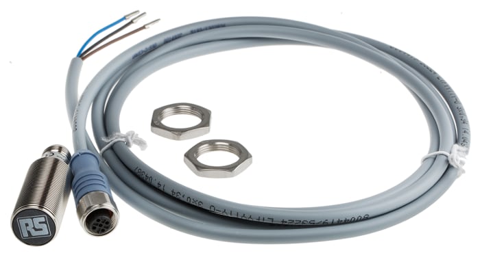 RS PRO Inductive Threaded Barrel Proximity Sensor, M18, 5 mm Detection, PNP NO, 10 → 30 V dc