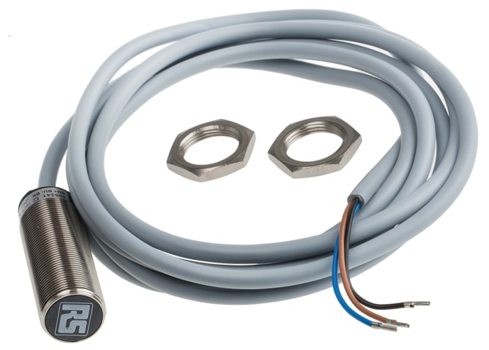 RS PRO Inductive Threaded Barrel Proximity Sensor, M18, 5 mm Detection, PNP NO, 10 → 30 V dc