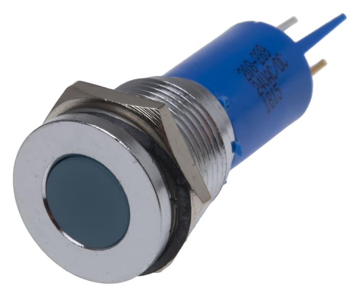 RS PRO Blue Panel Mount Indicator, 24V ac/dc, 16mm Mounting Hole Size, Solder Tab Termination