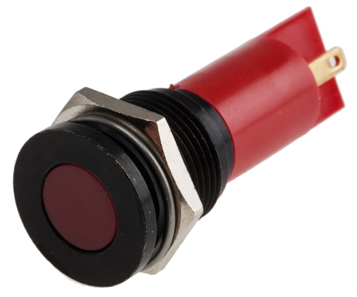 İndikatör Lamba/Sinyal Lambası, LED Lambalı, Kırmızı, Girintili, 24 V ac/dc, 10 mm, 16mm, Lehimlenebilir Terminal