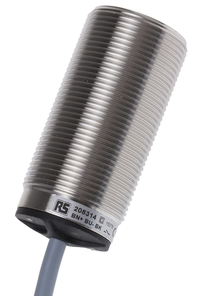 RS PRO Inductive Threaded Barrel Proximity Sensor, M30, 10 mm Detection, PNP NO, 10 → 30 V dc