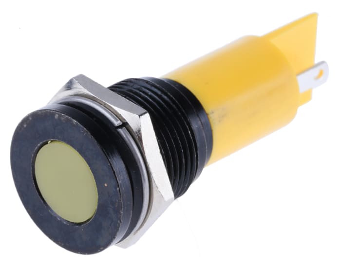 RS PRO Yellow Panel Mount Indicator, 24V ac/dc, Solder Tab Termination