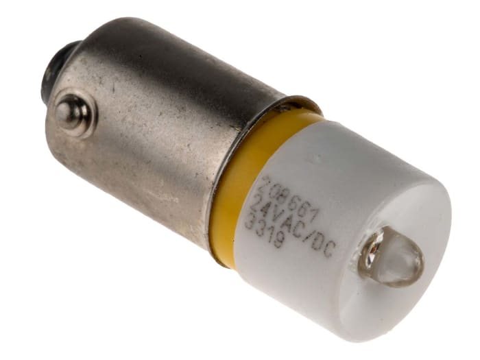 RS PRO Yellow Indicator Lamp Single Chip, 24V ac/dc, BA9 Base, 10 mm Diameter