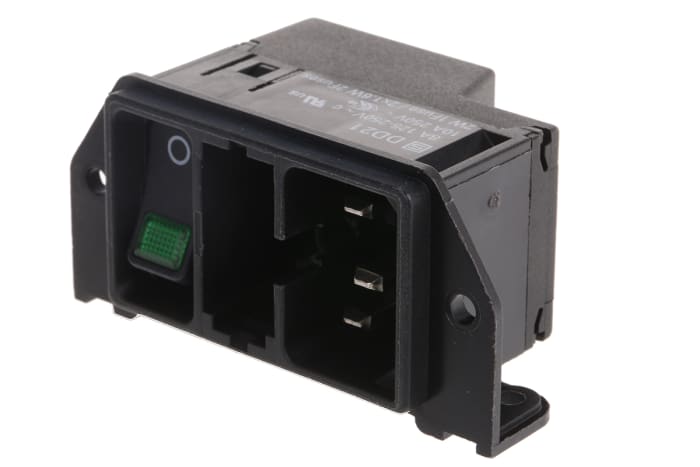 Schurter C14 Right Angle Panel Mount, PCB Mount IEC Connector Male, 10A, 250 V