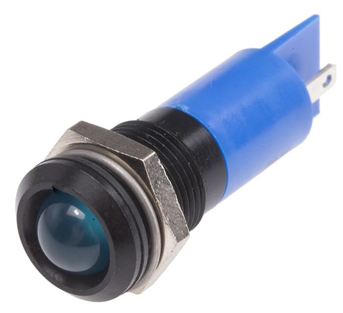 RS PRO Blue Panel Mount Indicator, 240V, 14.5mm Mounting Hole Size, Solder Tab Termination, IP40