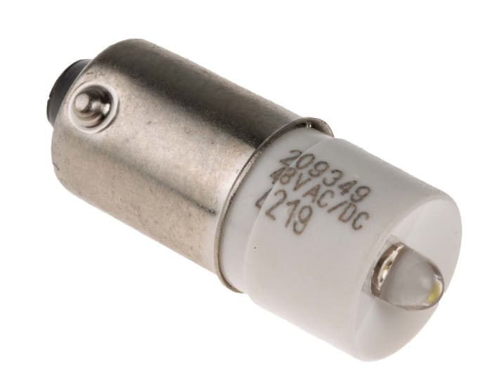 RS PRO White LED Indicator Lamp, 48V ac/dc, BA9s Base, 10mm Diameter, 1180mcd