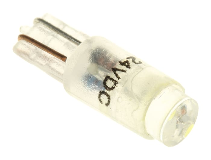 RS PRO White LED Indicator Lamp, 24V ac/dc, Wedge Base, 5.75mm Diameter, 900mcd