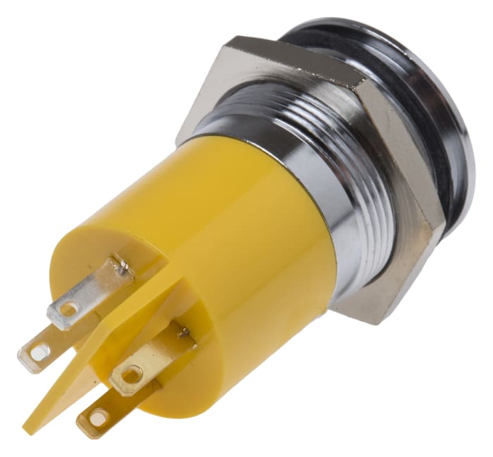 RS PRO Yellow Panel Mount Indicator, 12 V, Solder Tab Termination