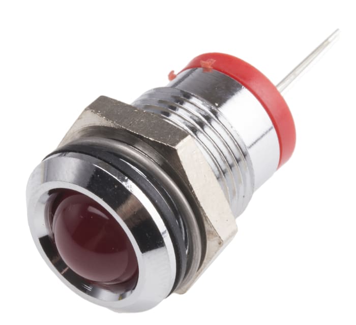 İndikatör Lamba/Sinyal Lambası, 14mm, Çıkıntılı, Kırmızı, LED Lambalı, İğne Ayaklı, 10 mm, 2 V dc