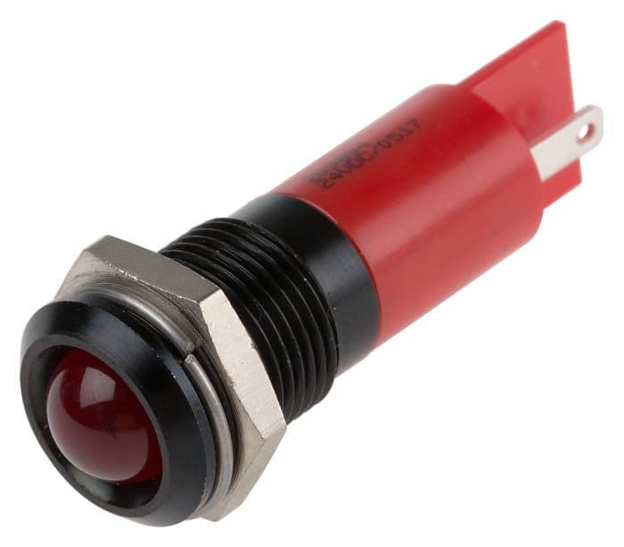 RS PRO Red Flashing LED Panel Mount Indicator, 24V dc, 14mm Mounting Hole Size, Solder Tab Termination