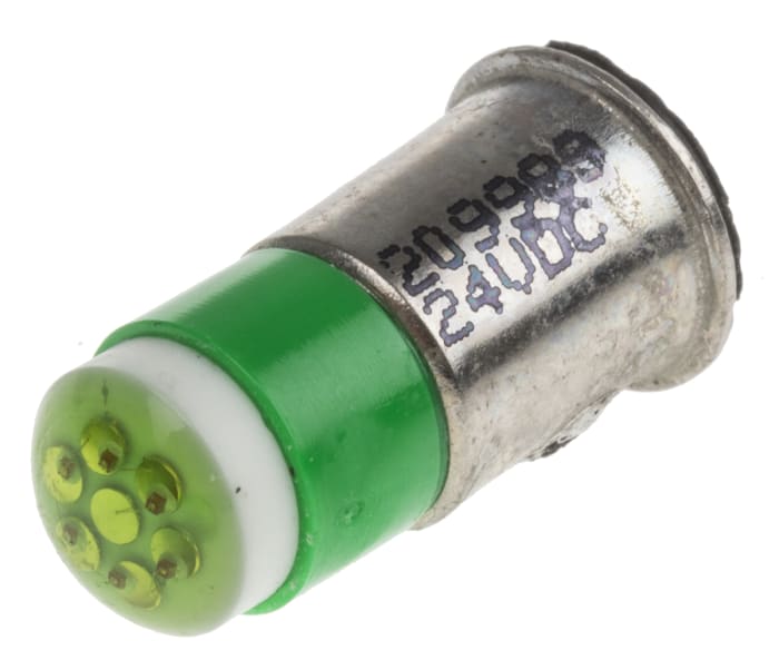 RS PRO Green LED Indicator Lamp, 24V dc, Midget Flange Base, 6mm Diameter, 35mcd