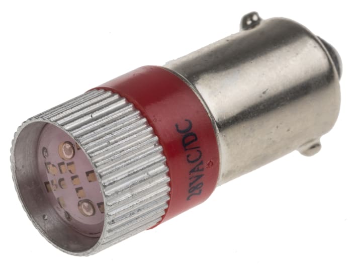 RS PRO Red Indicator Lamp Multichip, 28 V dc, BA9 Base, 10 mm Diameter