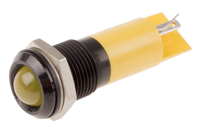 RS PRO Yellow Indicator, 110V ac, 14mm Mounting Hole Size, Solder Tab Termination, IP67