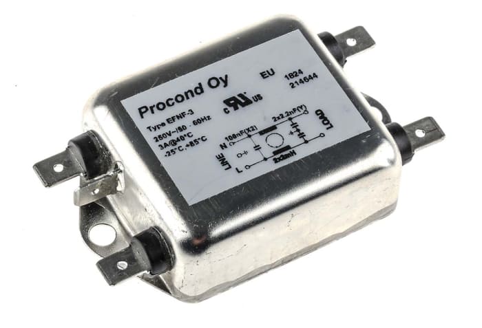 Filtre RFI RS PRO, 3A max, 250 V c.a. max, Montage sur châssis