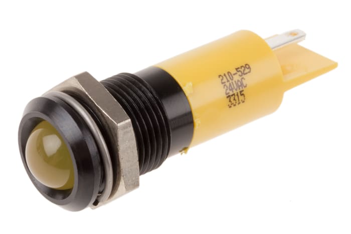 RS PRO Yellow Panel Mount Indicator, 24V ac, Solder Tab Termination