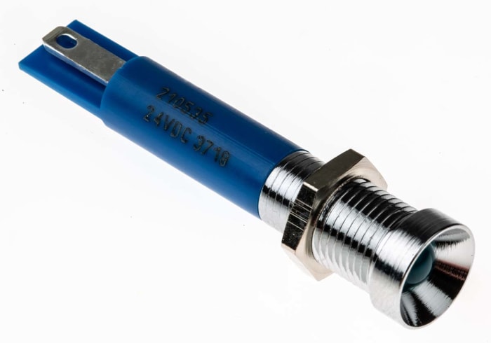 RS PRO Blue Panel Mount Indicator, 24V dc, Solder Tab Termination