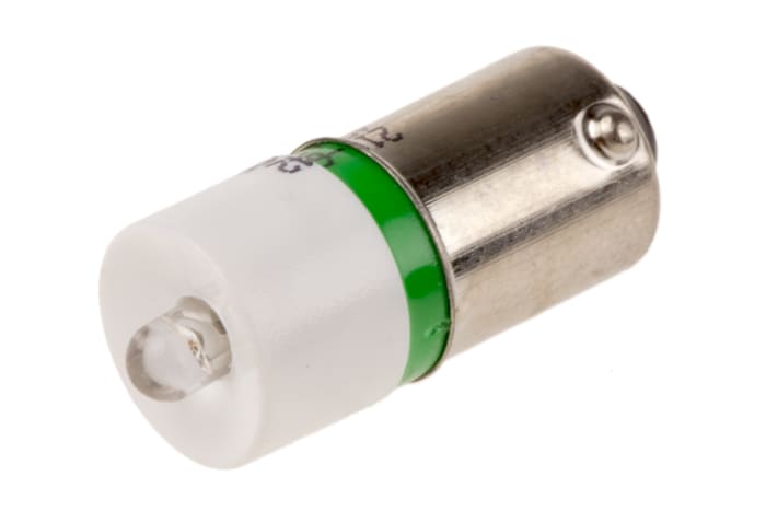 Bombilla para piloto luminoso LED RS PRO Verde, λ 525nm, 48V ac/dc, 920mcd, casquillo BA9s, Ø 10mm