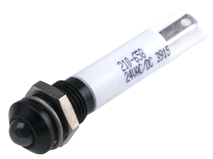 RS PRO White Panel Mount Indicator, 24V dc, 8mm Mounting Hole Size, Solder Tab Termination, IP67