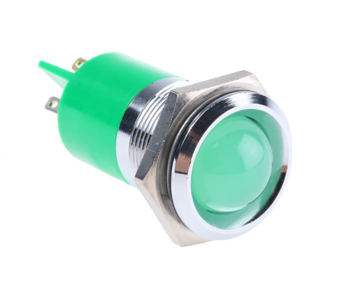 RS PRO Green Panel Mount Indicator, 230V ac, 22mm Mounting Hole Size