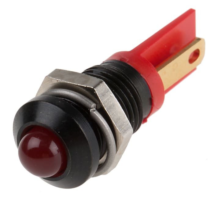 RS PRO Red Panel Mount Indicator, 2V dc, 8mm Mounting Hole Size, Solder Tab Termination