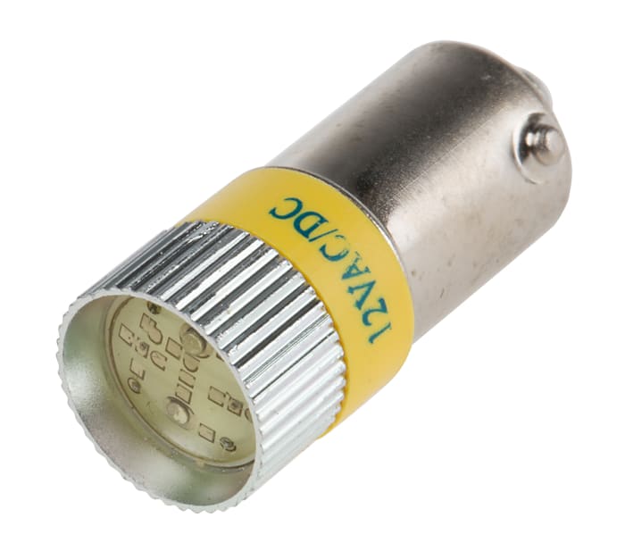RS PRO Yellow LED Indicator Lamp, 12V dc, BA9s Base, 10mm Diameter, 120/110mcd