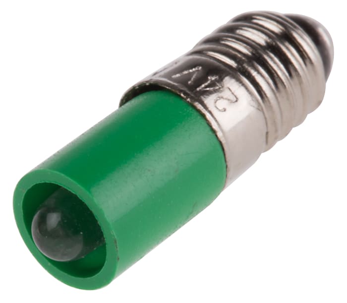 Voyant lumineux Vert, culot E5, 24V c.c.