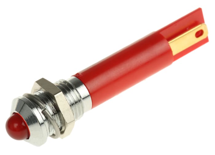 RS PRO Red Panel Mount Indicator, 12V dc, 8mm Mounting Hole Size, Solder Tab Termination