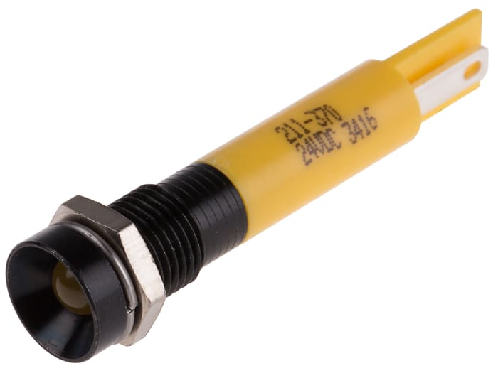 RS PRO Yellow Panel Mount Indicator, 24V dc, Solder Tab Termination