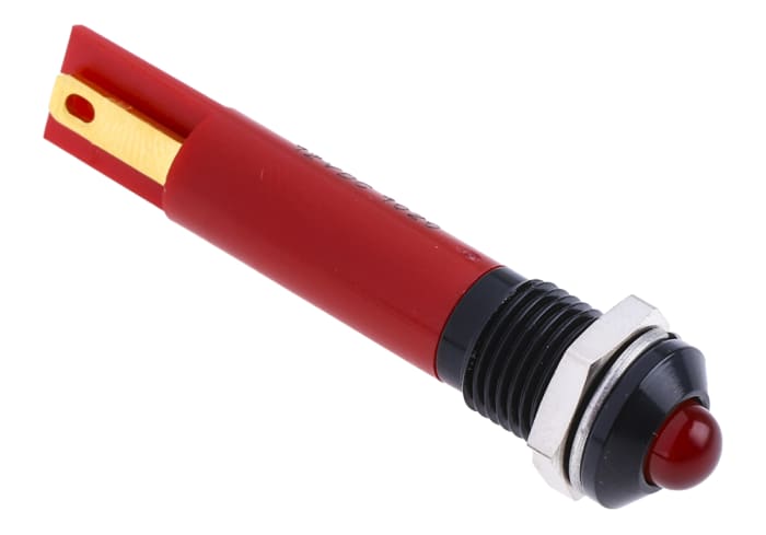 RS PRO Red Panel Mount Indicator, 12V dc, 8mm Mounting Hole Size, Solder Tab Termination