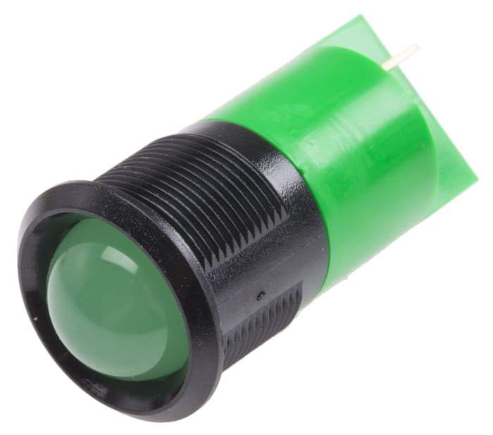 RS PRO Green Panel Mount Indicator, 24V ac/dc, 22mm Mounting Hole Size, Solder Tab Termination