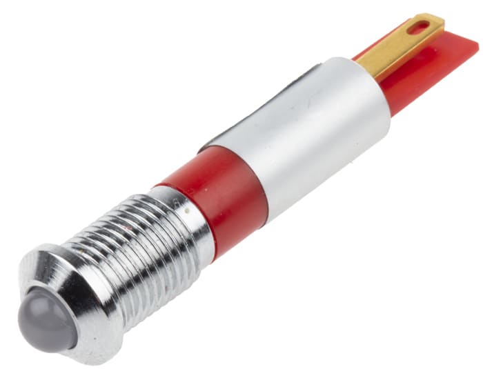 RS PRO Red Panel Mount Indicator, 24V ac/dc, 8mm Mounting Hole Size, Solder Tab Termination, IP67