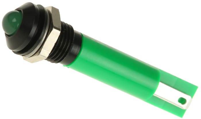 RS PRO Green Panel Mount Indicator, 24 V ac/dc, Solder Tab Termination, IP67