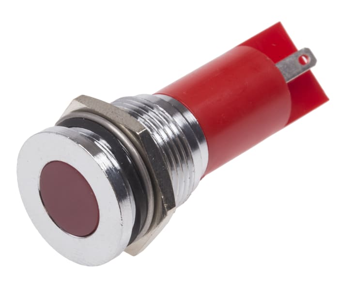 RS PRO Red Panel Mount Indicator, 12V ac/dc, 16mm Mounting Hole Size, Solder Tab Termination
