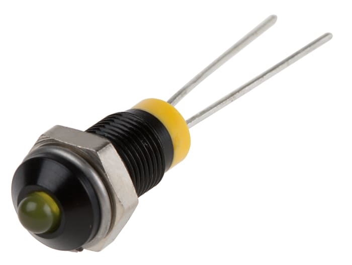RS PRO Yellow Panel Mount Indicator, 2V dc, 6mm Mounting Hole Size, Lead Pin Termination