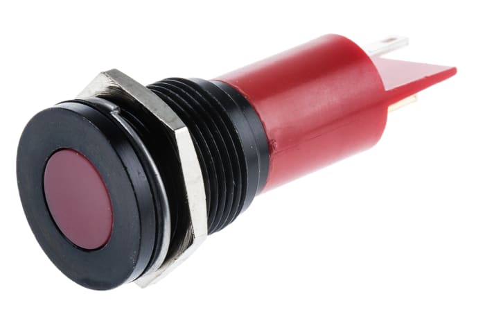 RS PRO Red Panel Mount Indicator, 12V ac/dc, 16mm Mounting Hole Size, Solder Tab Termination