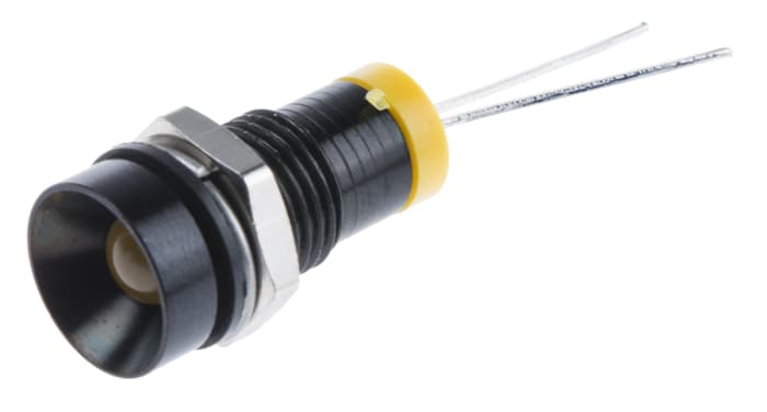 Indikátor pro montáž do panelu 8mm Zapuštěný barva Žlutá, typ žárovky: LED, 2V dc RS PRO