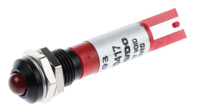 RS PRO Red Panel Mount Indicator, 24V dc, Solder Tab Termination, IP67